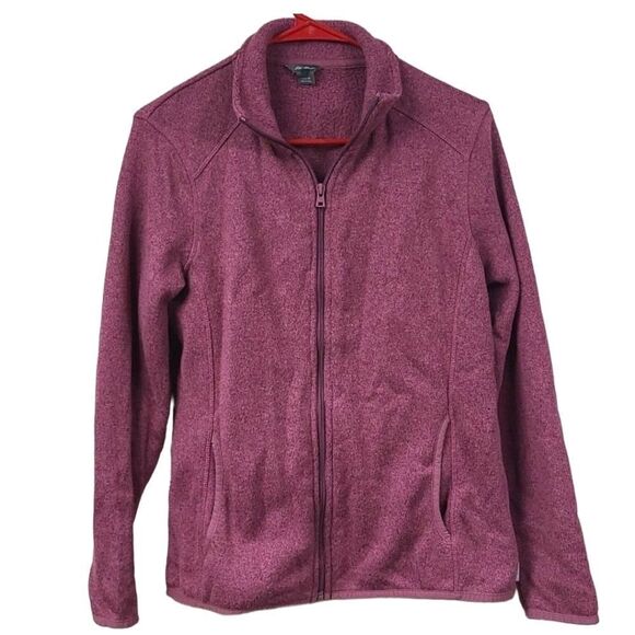 Eddie Bauer Women's Radiator Fleece Full-Zip Mock Sweatshirt Hiking Jacket Wine - Picture 1 of 8
